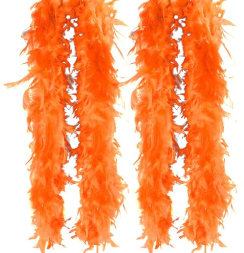 Asudaro Bunte Federn Boa,2pcs Federboa Feder Boas 2 Meter Flauschige Türkei Marabu Feder Trim Streifen Schal Diy Handwerk Weihnachten Party Halloween Kostüm Federn Boa Kostümparty für Mädchen