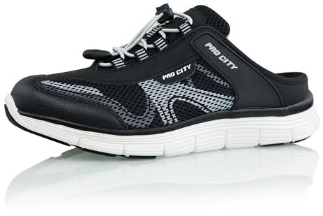 Procity Damen Herren Clogs atmungsaktive und Pflegeleichte Pantoffeln leichte Hausschuhe Black Grey 43