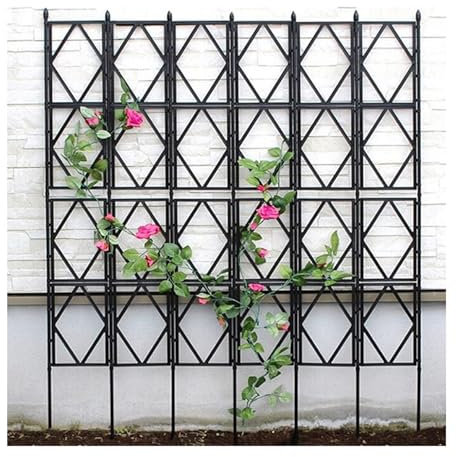 Gurkenspalier Gartenspalier für Kletterpflanzen im Freien, Faltbares Gartenspalier für Kübelpflanzen 3.9 4.9 5.9 7.2 Ft hoch für Kletterpflanzen Outdoor Rebe Töpfe Blume Gemüse ( Color : Black wxh , S