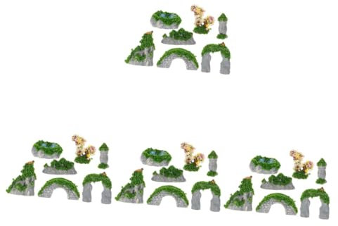 STOBAZA 4 Sätze Mikrolandschaft Schmücken Dekorationen Feenteich Gartendekoration Retro-verzierung Landschaftsornament Graslandstütze Gartentopf Dekoration Mini Harz Sukkulente Pflanzen