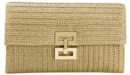 VALICLUD Braided Clutch Bag Lightweight Woven Purse for Women Evening Wedding Party Envelope Pouch 10.63X5.91X1.18 Inch Portable Handbag
