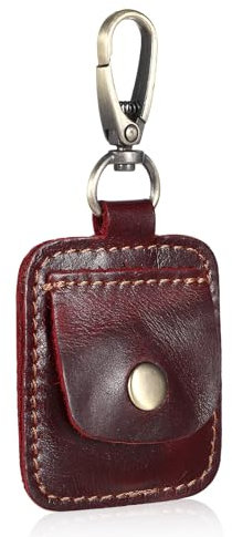 GEEHUA Ringtasche mit Schlüsselanhänger, Ringhalter aus Leder tragbar für Schmuck Reisen Halsketten Ringaufbewahrung Etui für Workout Fitnessstudio(Brown)