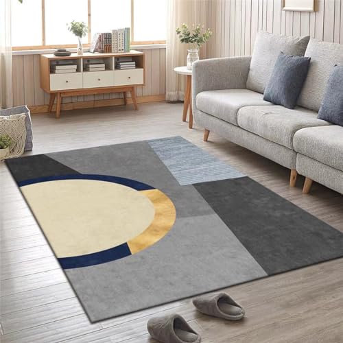 Kunsen 200X300CM Vorleger Teppich Kreativ geometrisch, rutschfest, modisch, samtarm, waschbar, schmutzabweisend, einfach Bodenschutzmatte grau Flickenteppich Straße Kinder