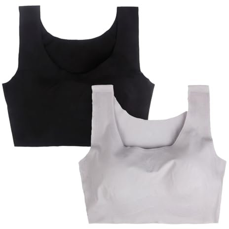 MOONBADI Sport BH starker Halt schwarz + grau Bustier Damen BH ohne Buegel | Wohlfühl Bustiers Top | Bügelloser Soft Bra | Sport Bralette super Push up BH 80C