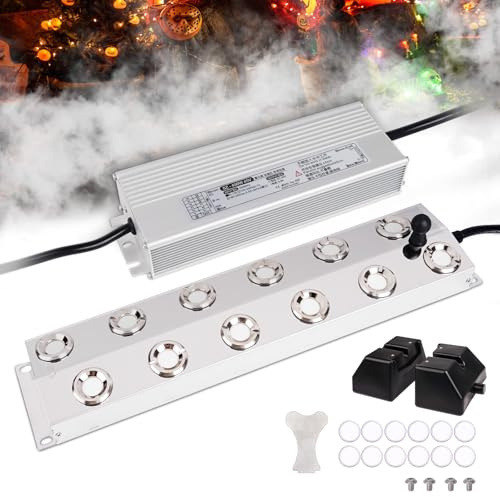 MUALROUS Brumisateur à ultrasons 12 têtes 8,4 L/H Humidificateur de brouillard 400 W Alimentation pour l'horticulture Paysage Paysage Stockage de légumes Atmosph magique (12)