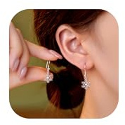 CASSIECA Argent 925 Boucles d'Oreille Noël pour Femme Filles Pendentif en Argent Boucles d'Oreilles de Noël Boucles d'Oreille Flocon de Neige, Bijoux Noël avec Boîte