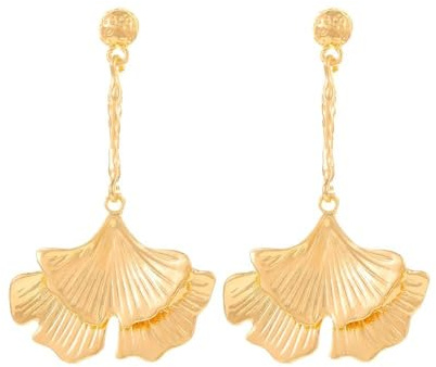 FDEETY Boucles D'oreilles Pendantes Feuille Ginkgo Argent Cristal Brillant Bijoux Élégants Longues Accessoires Femme