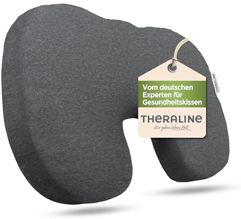 Theraline Orthopädisches Sitzkissen mit Schaum & feinen Perlen, ergonomisches Sitzkissen für Bürostuhl, Steißbeinkissen, Sitzkissen U-förmig mit atmungsaktivem Bezug, waschbar bei bis zu 60°C