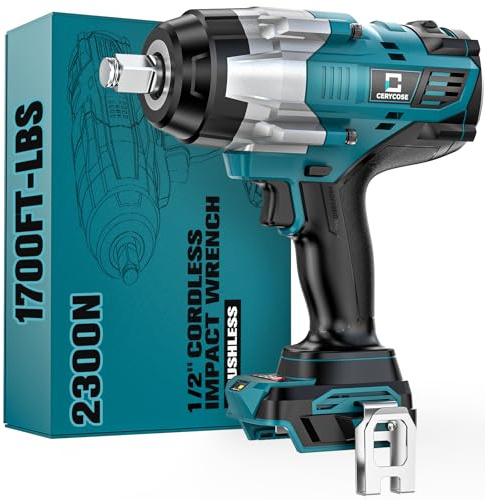 Cordless Impact Wrench 1/2 inch Compatible with Makita Battery: 1700FT-LBS High Torque Impact Wrench Heavy Duty Tool - Brushless Electric Impact Gun Includes LED Work Light - Bare Tool Only