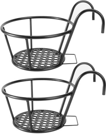 PHENOFICE Geländer Blumentopf Halterung Metall Pflanzkübel Pflegeleicht Für Küche Balkon Und Garten Schwarz