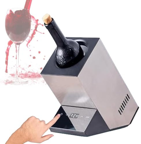 HYWQWJUK Enfriador de Vino eléctrico, Enfriador de Botellas de Vino y Bebidas con Pantalla LED, Cubo de Hielo para una Sola Botella, Control Inteligente de Temperatura (5-18 °C/41-64 °F)(C)