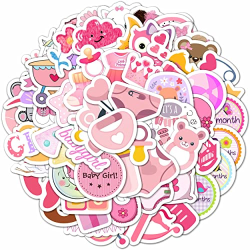 100 Adesivi e Decalcomanie per Neonate, Adesivi per Neonati Femmina, Decorazioni per Feste Neonata, Adesivi per Scrapbooking Femminili, Adesivi Mese Neonata - Girl Stickers