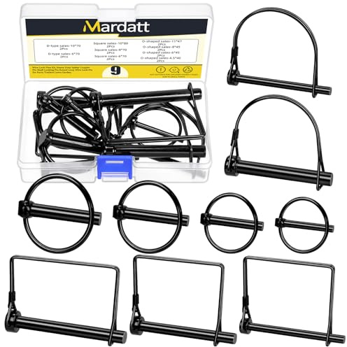 Mardatt Wire Lock Pins, 9 Stück 5/16“ 1/4 2/5 1/6“ 5/16 Rohrklappsplinte mit Rastverschluss Sicherungsstifte, PTO Pin Klappsplinte Rohr Sicherungssplinte Klappstecker Rohrsplinte