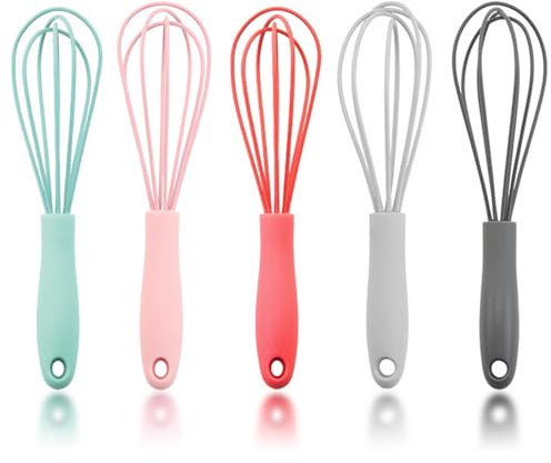 Batidor De Huevos De 5 Uds, Batidor De Huevos Manual, Batidor De Huevos De Silicona De Acero Inoxidable, Herramientas De Cocina, Accesorios Para Hornear