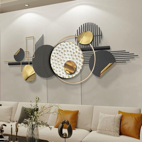 WSNCXFW Decorazione da Parete in Metallo Grande da 50''x20'' per Soggiorno, Scultura da Parete Geometrica Astratta 3D Moderna di Lusso, Grande, Decorazione da Parete in Metallo Boho