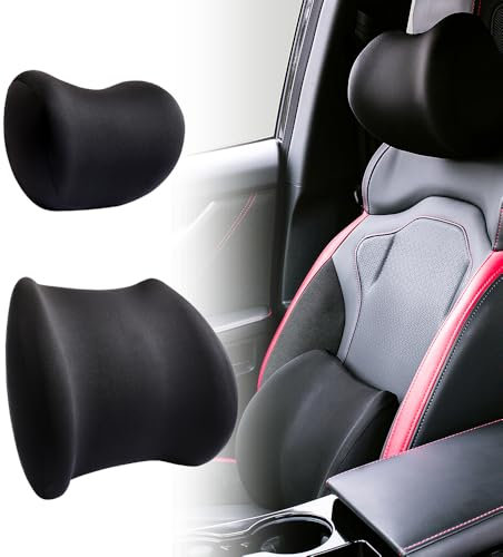 ODIWEN Ergonomische Kopfstütze und Lendenkissen, Memory Foam lordosenstütze Auto, Ergonomisches Lendenwirbelkissen Auto, Lendenkissen Auto, für Bürostühle Autositze(Schwarz)