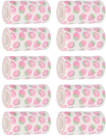CHEOTIME Fascia Autoadesiva per Animali, 10 Rotoli Materiale in Poliestere Non Tessuto, Alta Elasticità e Comfort Traspirante, Adatta per Cani, Cavalli, Bovini e Altri Animali (10 cm)