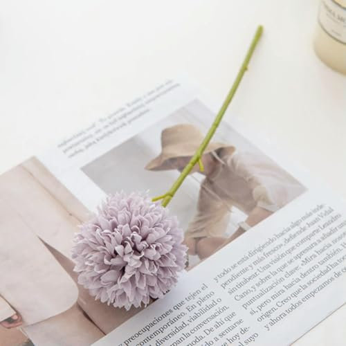 WBLSPA 5 Stück Seidenbälle, Chrysanthemen, Hochzeit, künstliche Blumen, Valentinstagsdekor, Vase für Zuhause, Scrapbooking, Blumenarrangement-Zubehör, lila, 1 Stück