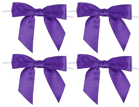 Pmnzdy Schleifen mit Draht 20 Stück 9 × 9cm Satinschleife Handgefertigte Deko Schleifen geschenkband Satinband Bowknot für Hochzeit, Geschenkverpackung, Basteln, Geburtstag, Kuchen Deko Lila