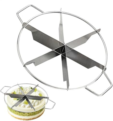 Riaisttd Cheesecake Slicer - Stainless Steel Cake Slicer for Even Slices - 6/7/8 Portion Pastry Cheese Pizza Tool with Side Handles, Kitchen Gadgets for Precise and Even Division