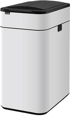 QUSYZD Poubelle Automatique en Acier Inoxydable avec Couvercle, Poubelle de Cuisine à Ouverture par Les Ailes, Poubelle Intelligente Moderne 9/15/30/50/60 L pour Usage Domestique e,White-60L
