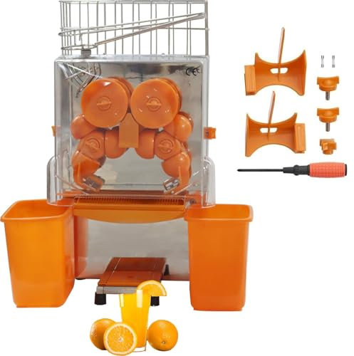 Exprimidor Cítricos Eléctrico Comercial,e-xtractor automático zumo naranja,sistema automático pelado filtrado,30 naranjas/minuto,2 cubetas recolectoras,e-xtraíble para limpieza,bajo nivel ruido