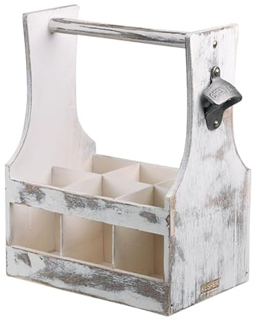 Kesper | Flaschenträger, Material: Holz, Maße: 25 x 32 x 16,8 cm, Farbe: weiß/Vintage | 66266