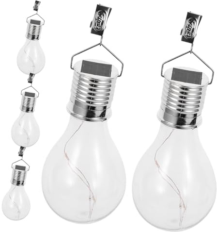 HOMSFOU 5Pièces Ampoules Solaires Suspendues LED de Ampoules Transparentes pour Décoration Extérieure Intérieure Éco Responsables Résistantes Aux Intempéries