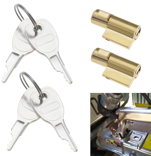 Erioscar 2 Pezzi Lucchetti per Rimorchi con 4 Chiavi, Serrature per Rimorchio, Compatibili con Rimorchio Terra Daxara Maypole, Estremamente Resistente con Cilindri di Precisione