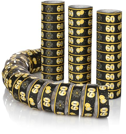 FunX Set di 3 stelle filanti per 60° compleanno, decorazione per feste e decorazione da tavolo per uomo o donna, ideale per il tavolo di compleanno