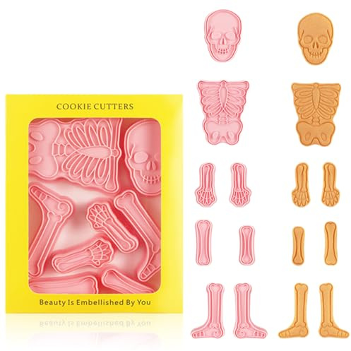 8 Pezzi formine per biscotti a forma di scheletro di Halloween, formine per biscotti di Halloween, set di formine per biscotti di Halloween, formine per fondente, biscotti fai da te per decorare torte