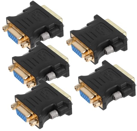 LABRIMP 5 pièces Adaptateur Dvi vers Vga avec Vis Fer et Connecteur Plaqué Or Convertisseur Vidéo HD Stable pour Moniteurs et Projecteurs Installation Facile sans Compatible PC et TV