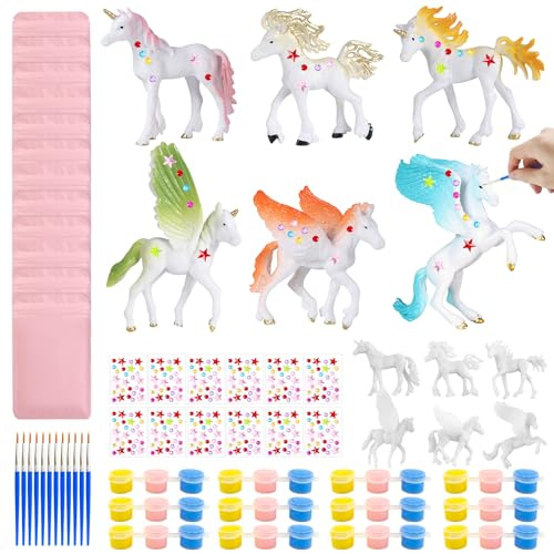 Beinup Einhorn Geschenke 12er-Set,Einhorn Malset Bastelset,Figuren Zum Bemalen,DIY Mitgebsel Geburtstag,Bastelset Malset,Gastgeschenke für Füllung