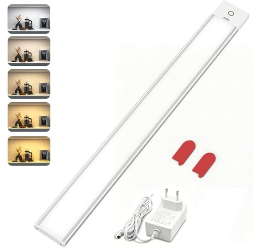 SIBI LIGHTING Unterbauleuchte Küche LED, 40cm Alu Ultra Dünn Lichtleiste | 5 Farbtemperatur, LED Leiste Dimmbar, für Unterschrank, Küche, Werkbank, 370lm