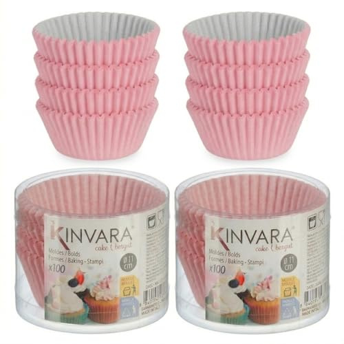 Pack 200 Moldes de Papel para Magdalenas y Cupcakes de Calidad Alimentaria 7,5 cm Moldes de Repostería Extra Resistentes al Horno y Antigrasa Ideales para Muffins y Mesas Dulces (Rosa Pastel)