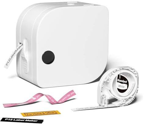 CCZRD Impresora De Etiquetas Portátil con Bluetooth, Impresión por Transferencia Térmica Múltiples Plantillas, Icono For Almacenamiento, Oficina Y Hogar Impresión Rápida Nítida Cada Etiqueta(White)