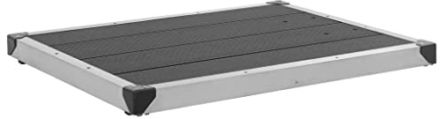 Piatto doccia da giardino, 80 x 62 cm, in WPC, piastra di base per doccia esterna, scala per piscina, grigio
