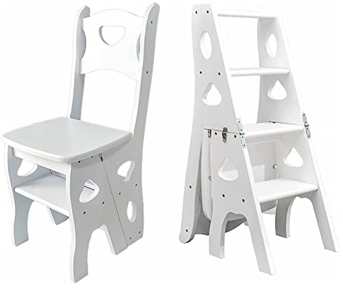 Silla de escalera plegable para biblioteca, taburete portátil, soporte de exhibición ligero de 4 escalones, estante de madera multifuncional para uso doméstico u oficina