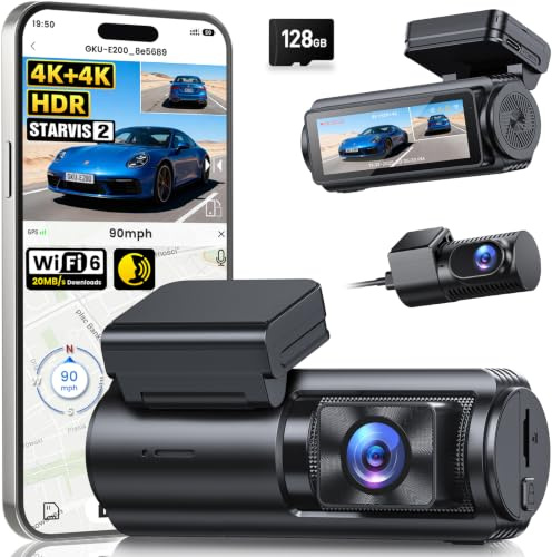 GKU 4K+4K Dash Cam Front and Rear, STARVIS 2 Sensor, 5.8GHz WiFi 6 DashCam