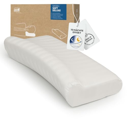 Sissel Soft Deluxe Nackenkissen | Nackenstützkissen extra breit 63x33 cm | Orthopädisches Kissen | Ergonomisches Kopfkissen | Gegen Nackenschmerzen | Viskoelastischer Schaum | Satin-Bezug waschbar