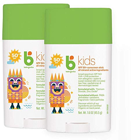 Babyganics SPF 50 Travel Size Kids Sunscreen Stick UVA UVB Protection | Water & Sweat Resistant |1.6oz (Pack of 2)