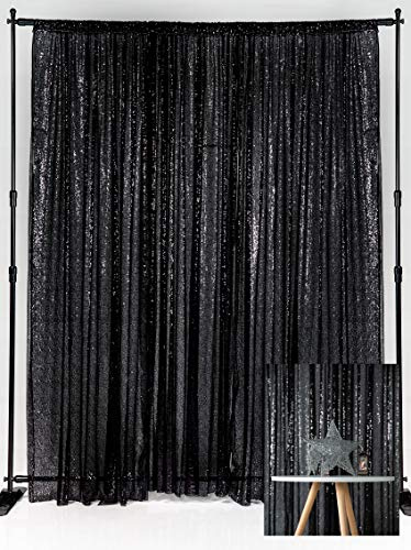 Kate Toile de Fond Noir Paillettes Background 4x7ft/1.25x2.2m Rideau Paillette Décoration de Performance de Bar Fond Studio Photo Toile de Fond Mariage Decor Photo Hôtel Restaurant décoration