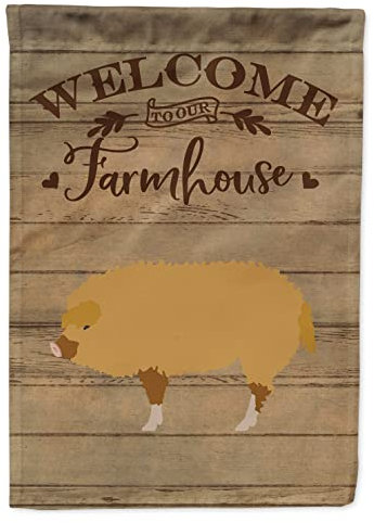 Caroline's Treasures CK6878 Ungarischer Mangalica Schwein Welcome, Leinwand, Hausgröße, Outdoor-Flaggen, Mehrfarbig