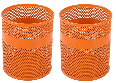 EasyPAG Nät skrivbord prydlig penna gryta pennhållare sminkborstar förvaring kontorsmaterial organisatör, paket med 2, orange