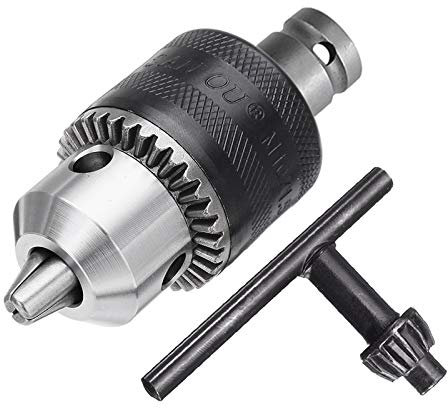 Mesee 1.5-10mm Capacity Keyed Drill Chuck with 1/2 Square Female Adapter, 3/8-24UNF Mount Air Impact Chuck Converter Quick Change Conversion Tool with Wrench Key