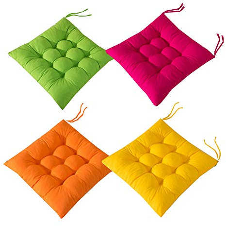 AIITLLYNA Chair Pads Set of 4, Chair Seat Pads with Ties Chair Cushions Dining Room for Garden Patio Kitchen Dining 40x40 cm (Color Combination A)