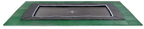 EXIT Toys Dynamic Rechteckiges Groundlevel Trampolin - 305x519cm - Mit Fußschutzsystem - Mit Freezone Sicherheitsfliesen - Extra Lange Sprungfedern - Rostfrei - Trampolin für Kinder - Schwarz