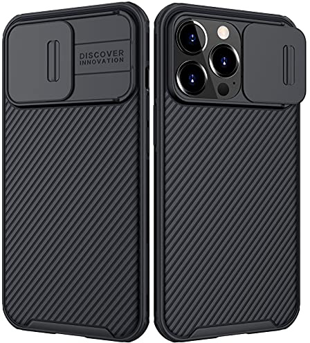 CloudValley Designed for iPhone 13 Pro Max Case with Slide Camera Cover, Shockproof Soft Rubber Bumper & Hard Back Protective Case for iPhone 13 Pro Max 6.7 inch (2021)-Black