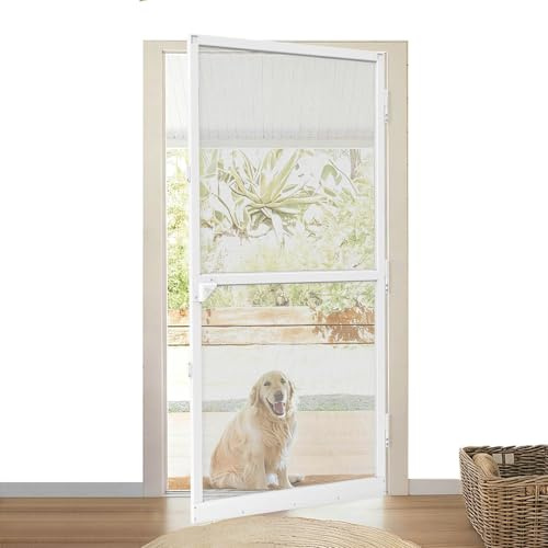 Froadp Zanzariera in Alluminio per Porte, Tenda Zanzariera Bianco con Chiusura Magnetica e Tessuto in Fibra di Vetro, Rete di Protezione Contro le Mosche per Porta del Balcone Giardino (120x240cm)
