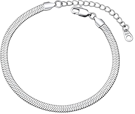 FOCALOOK Bracelet Femme Cheville Acier Inoxydable 22+5cm Chaîne à Maille Miroir 5mm
